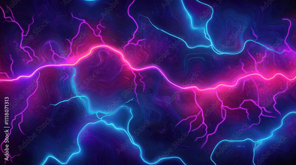 Abstract Neon Lightning Bolts on Dark Marble Background: Psychedelic Electric Energy Art Abstract Neon Lightning Bolts on Dark Marble Background: Psychedelic Electric Energy Art