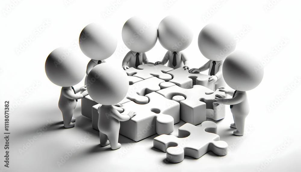 3D Monochrome team silhouettes solving puzzle isolated on white background concept as Monochrome team silhouettes solving a puzzle representing unity and collective effort in team building puzzle solv 3D Monochrome team silhouettes solving puzzle isolated on white background concept as Monochrome team silhouettes solving a puzzle representing unity and collective effort in team building puzzle solv