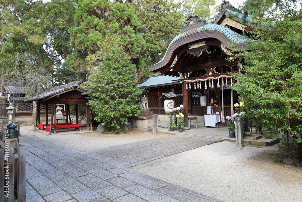 A Japanese shrine : a scene of the precincts of Goryo-jinjya Shrine in Kyoto City A Japanese shrine : a scene of the precincts of Goryo-jinjya Shrine in Kyoto City