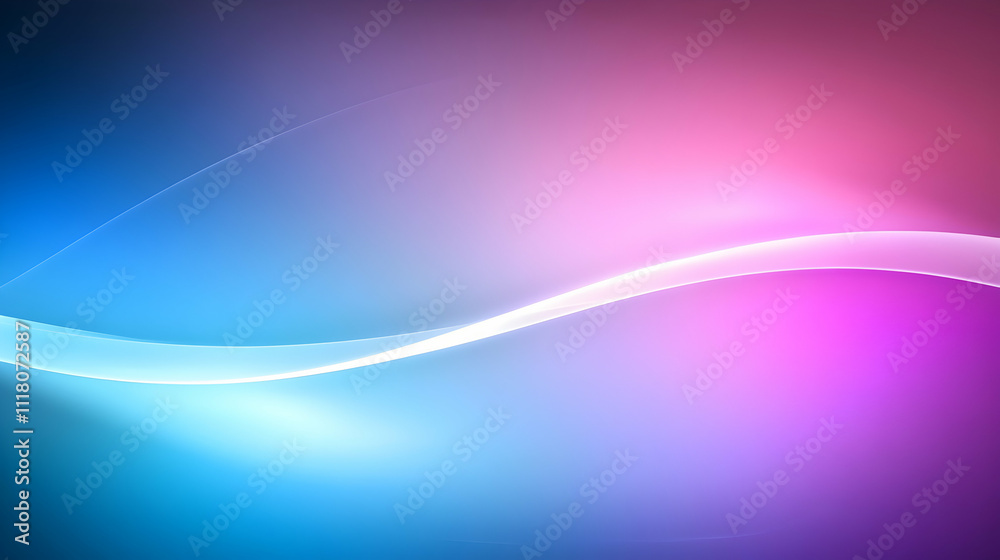 Fototapeta premium Abstract background with a soft, glowing wave flowing across a gradient of blue and pink hues. Ideal for presentations, websites, or digital design projects.
