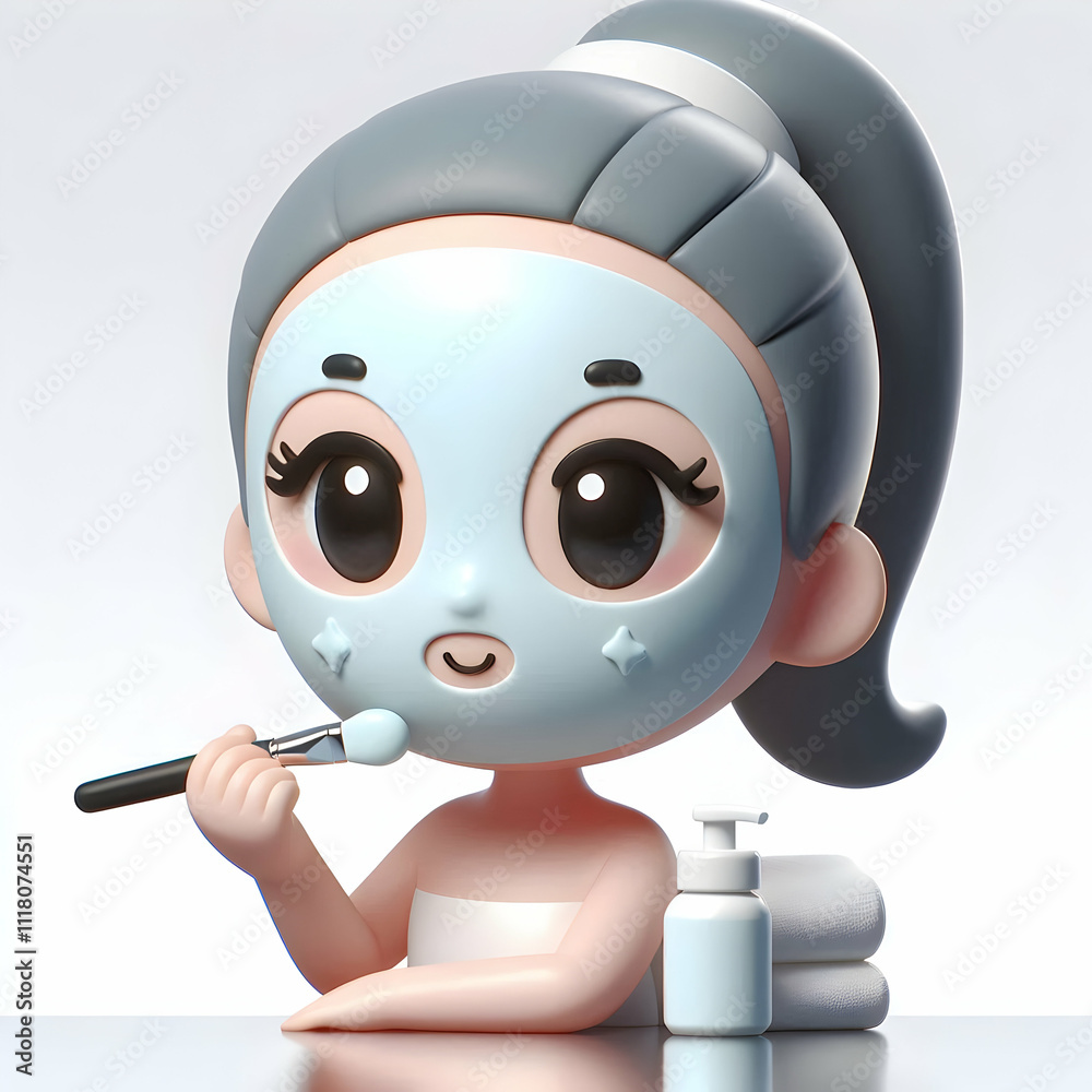 3D Person using face mask on glossy background copy space below concept as A close up of a person applying a face mask on a glossy background highlighting skincare and relaxation with ample copy space 3D Person using face mask on glossy background copy space below concept as A close up of a person applying a face mask on a glossy background highlighting skincare and relaxation with ample copy space