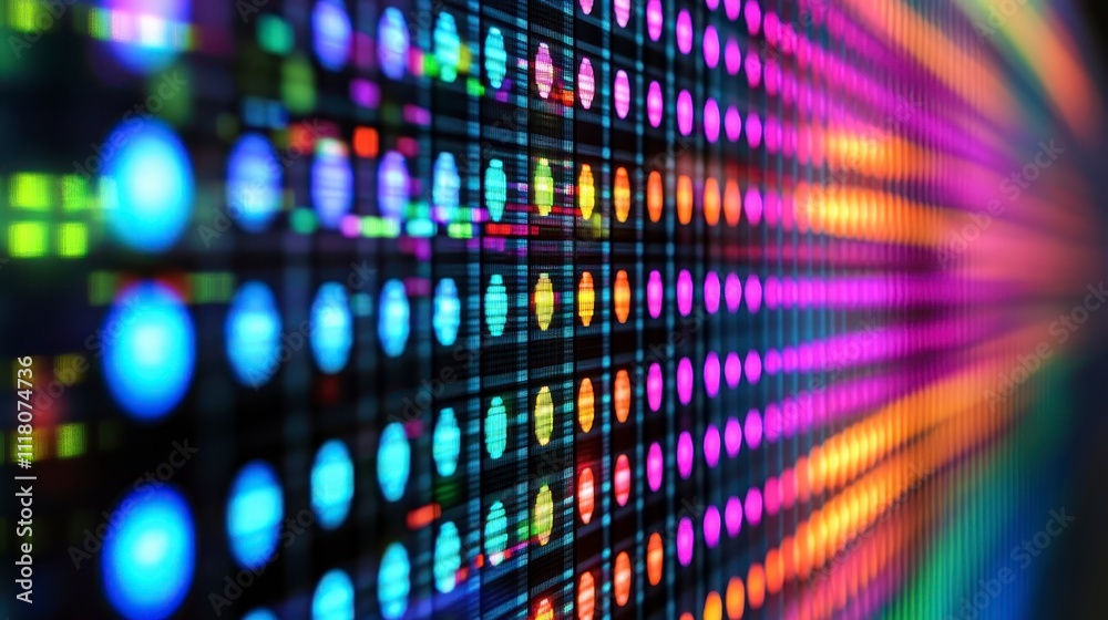Abstract Colorful LED Lights Technology Background Digital Data Futuristic Pattern Bright Abstract Colorful LED Lights Technology Background Digital Data Futuristic Pattern Bright