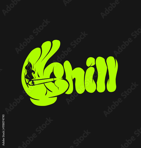 chill urban streetwear typography with hand and cigarette icons design. and trendy poster typography design on black background