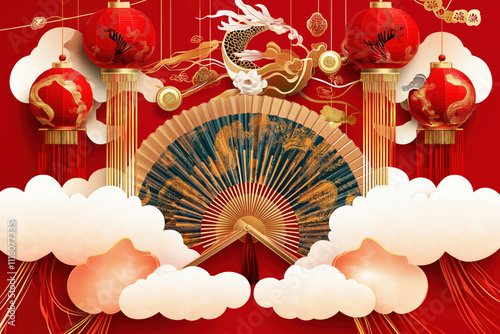 Generative AI Celebrates Lunar New Year Lucky Money Fortune Shopping Background Red Environment