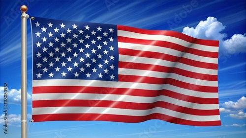 American flag waves in the sky symbolizing freedom usa digital art bright atmosphere inspirational viewpoint photo