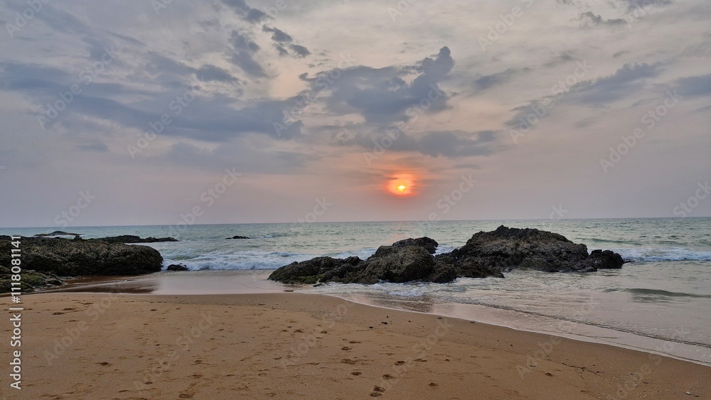 Ocean beach and sunset in holiday , traveling photography. Ocean beach and sunset in holiday , traveling photography.