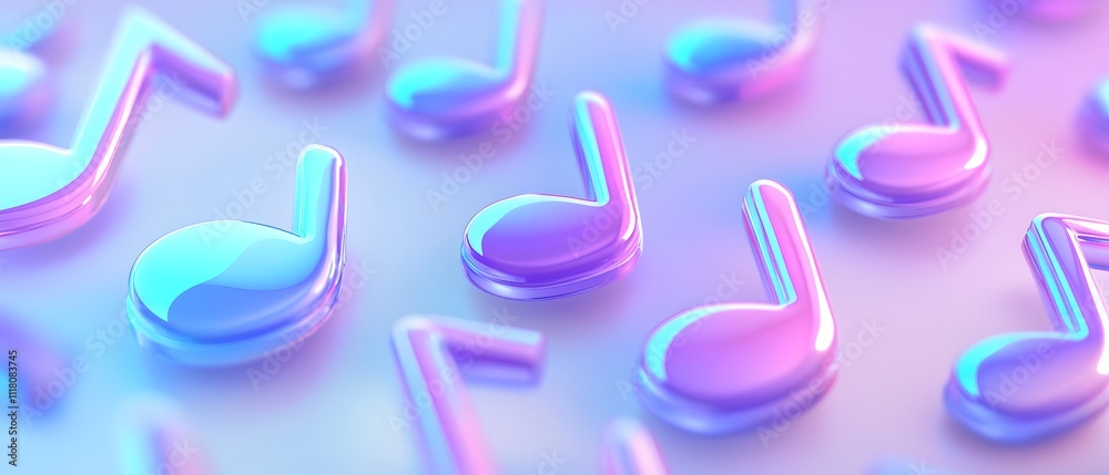 Fototapeta premium A purple background with a wave and many notes