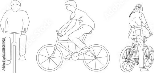 Vector sketch illustration of a silhouette design for the activity of a person riding a bicycle