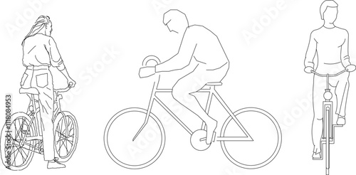 Vector sketch illustration of a silhouette design for the activity of a person riding a bicycle