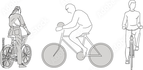 Vector sketch illustration of a silhouette design for the activity of a person riding a bicycle 