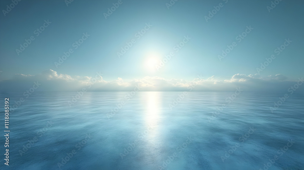 Fototapeta premium Blue Monday Glossy Calm concept as Glossy calm background with soft blue gradients creating a peaceful and subdued atmosphere representing Blue Monday copy space for text. in Photo Stock Concept