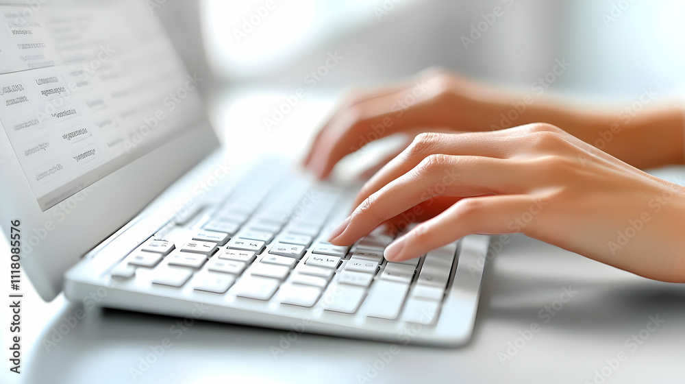 Blue Monday Overworked Hands concept as Macro close up of overworked hands typing on keyboard symbolizing Blue Monday work overload for magazine advertisement with copy space. in Photo Stock Concept Blue Monday Overworked Hands concept as Macro close up of overworked hands typing on keyboard symbolizing Blue Monday work overload for magazine advertisement with copy space. in Photo Stock Concept