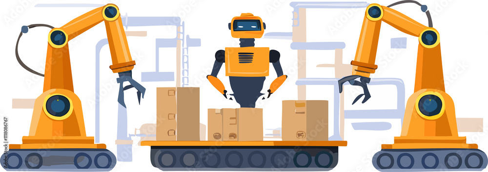 Fototapeta premium robot work in factory isolated ai generative