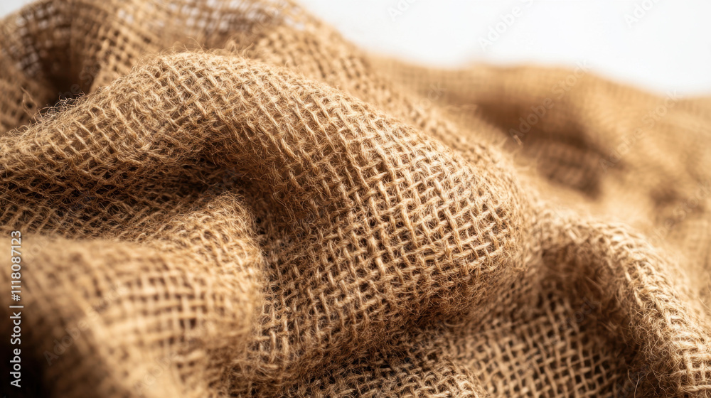 Close-up of textured burlap fabric showcasing intricate weave patterns and natural earthy tones. Close-up of textured burlap fabric showcasing intricate weave patterns and natural earthy tones.