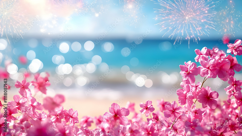 Bokeh Australia Day Fireworks Over Beach concept as Bokeh digital art background showcasing blurred fireworks over an Australian beach representing festive celebration and natural beauty with copy spa Bokeh Australia Day Fireworks Over Beach concept as Bokeh digital art background showcasing blurred fireworks over an Australian beach representing festive celebration and natural beauty with copy spa