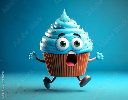 Cute Cartoon Purple Cupcake...