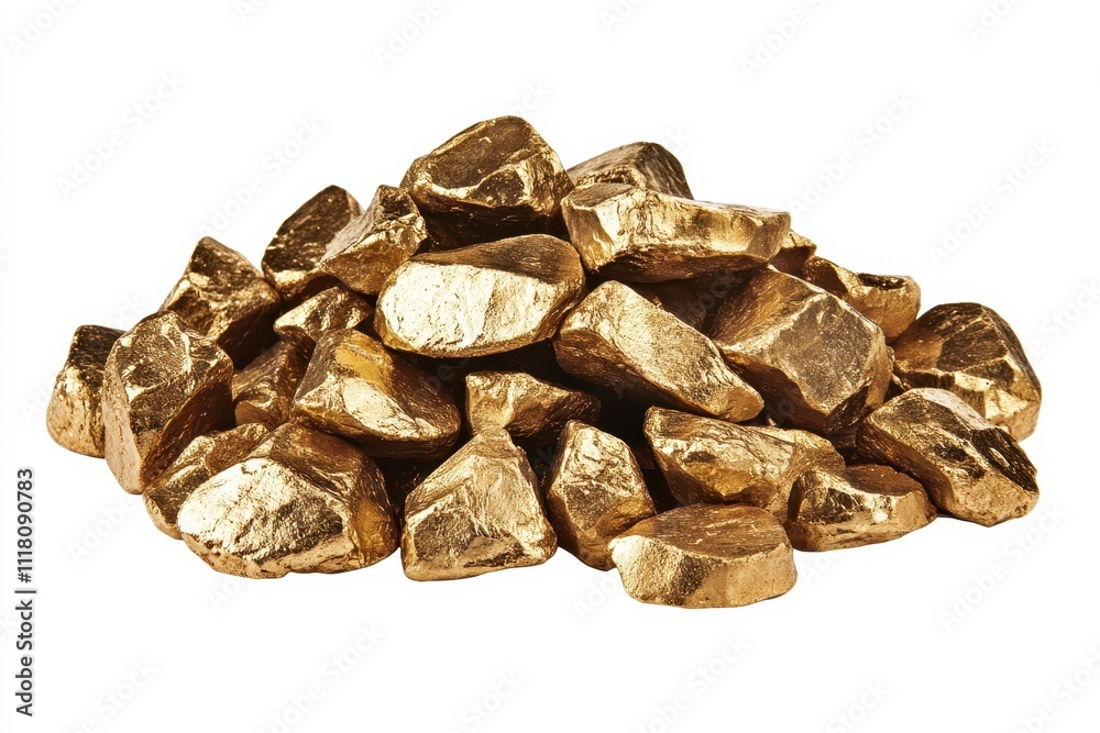 A pile of gold nuggets isolated on a white background A pile of gold nuggets isolated on a white background