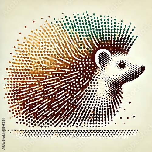 Abstract illustration of a hedgehog in dots.