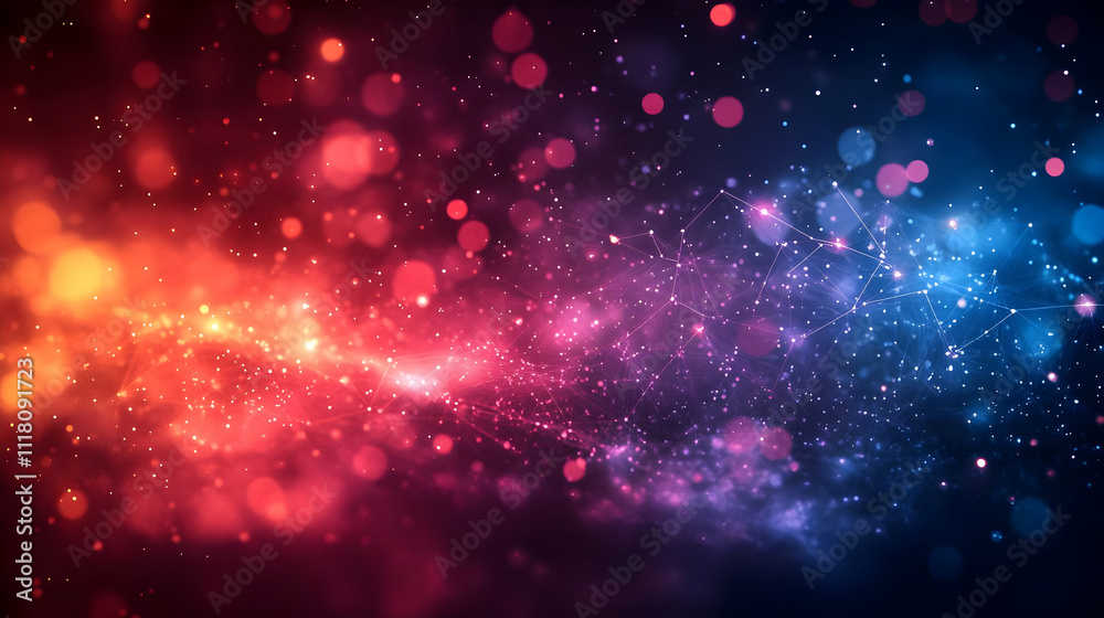 Fototapeta premium Bokeh Team Collaboration concept as Bokeh digital art background featuring blurred lights and collaborative elements symbolizing teamwork and community management with copy space. in Photo Stock Con