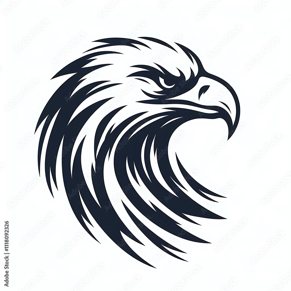 Stylized eagle head with flowing lines. Stylized eagle head with flowing lines.