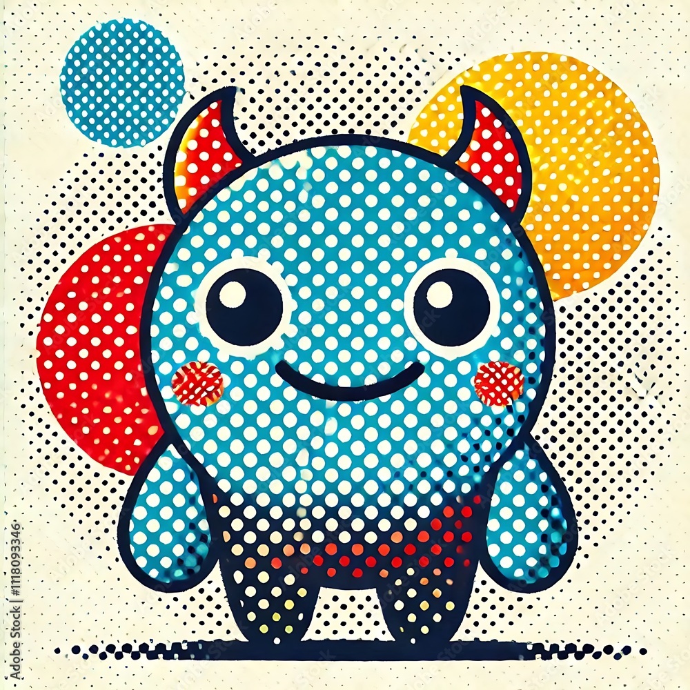 Colorful cartoon creature with playful design elements. Colorful cartoon creature with playful design elements.
