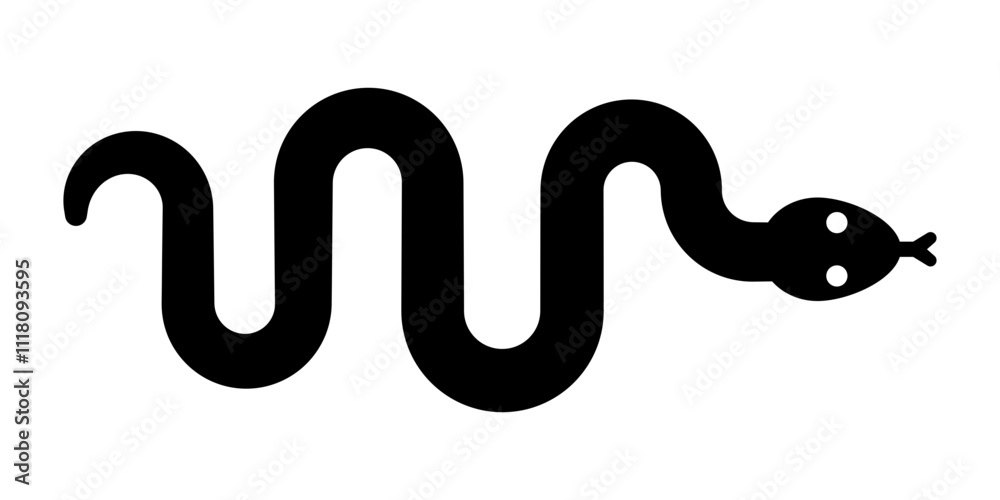Vector snake icon. Vector snake black silhouette illustration. Vector snake icon. Vector snake black silhouette illustration.