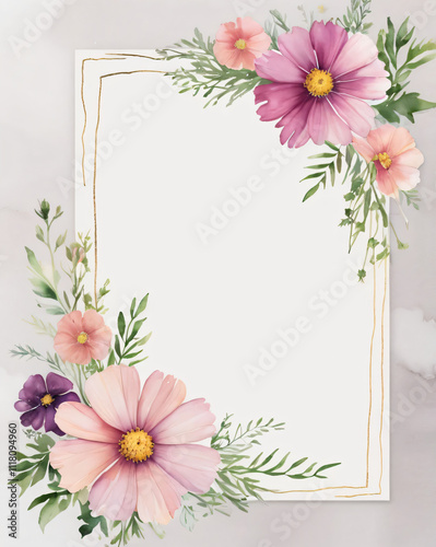 Beautiful wedding invite featuring delicate flowers.