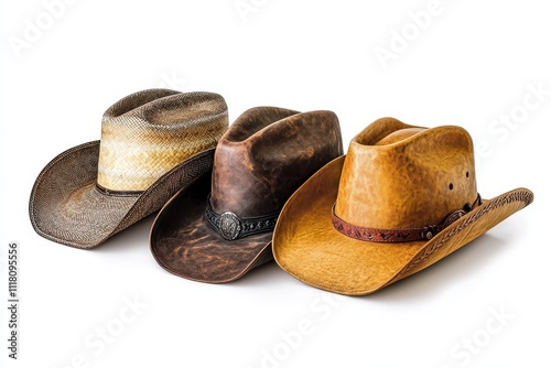 Set of cowboy hats isolated on a white background photo