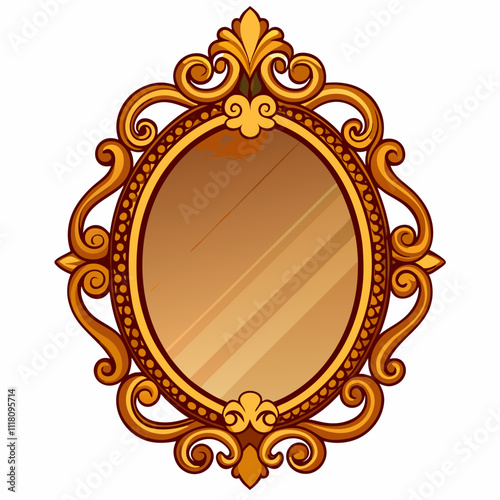 Mirrors with ornate frames on a white background