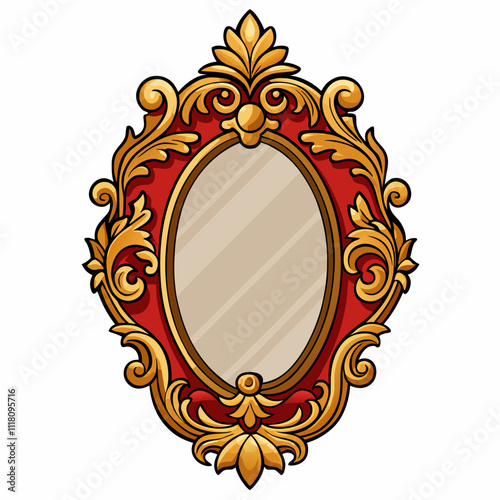 Mirrors with ornate frames on a white background