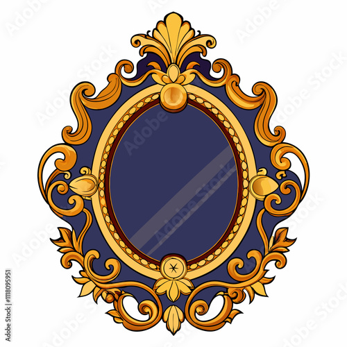 Mirrors with ornate frames on a white background
