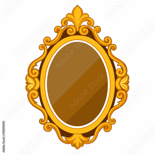 Mirrors with ornate frames on a white background
