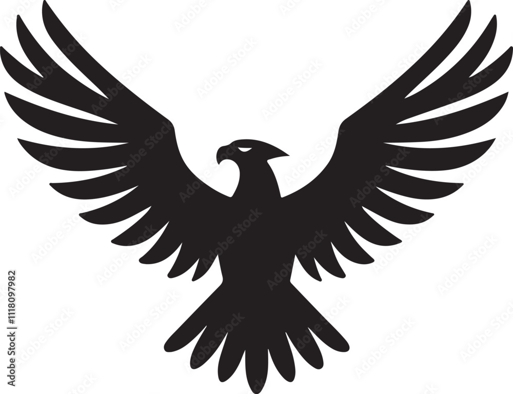 Obraz premium Majestic Black Eagle Wings Spread Vector Graphic