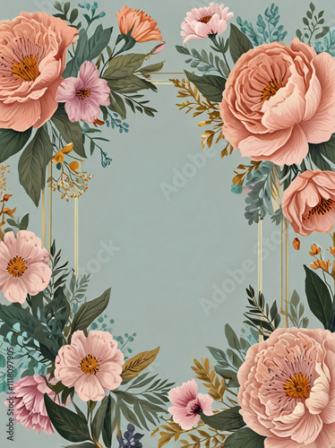 Wallpaper Mural Sophisticated Postcard with Soft Pastel Flowers and Space for Personalized Text, Perfect for Invitations or Special Occasions Torontodigital.ca