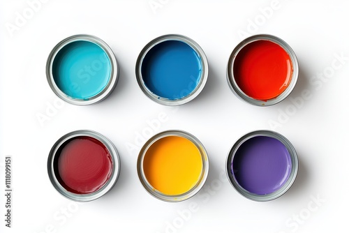 Free Download Set of top view of paint cans isolated in white background - GFXLoad