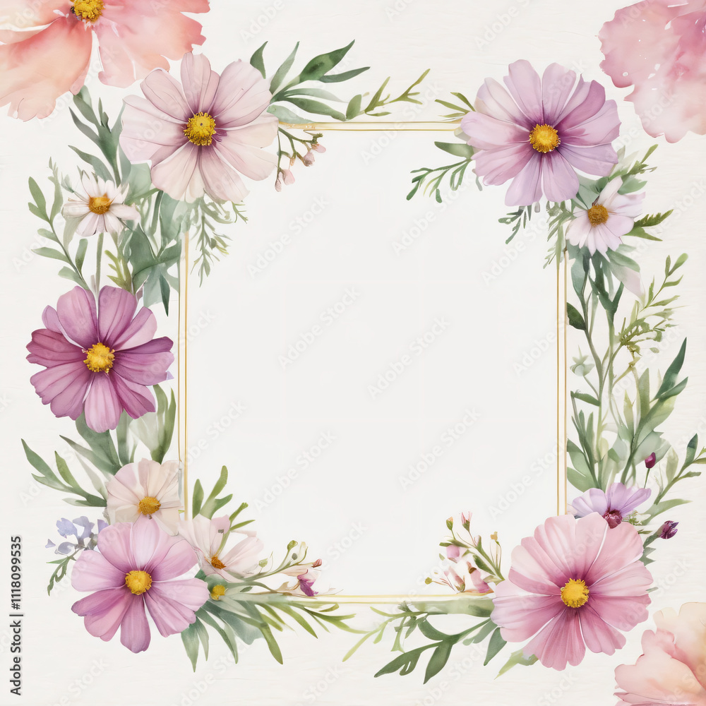 Beautiful wedding invite featuring delicate flowers. Beautiful wedding invite featuring delicate flowers.