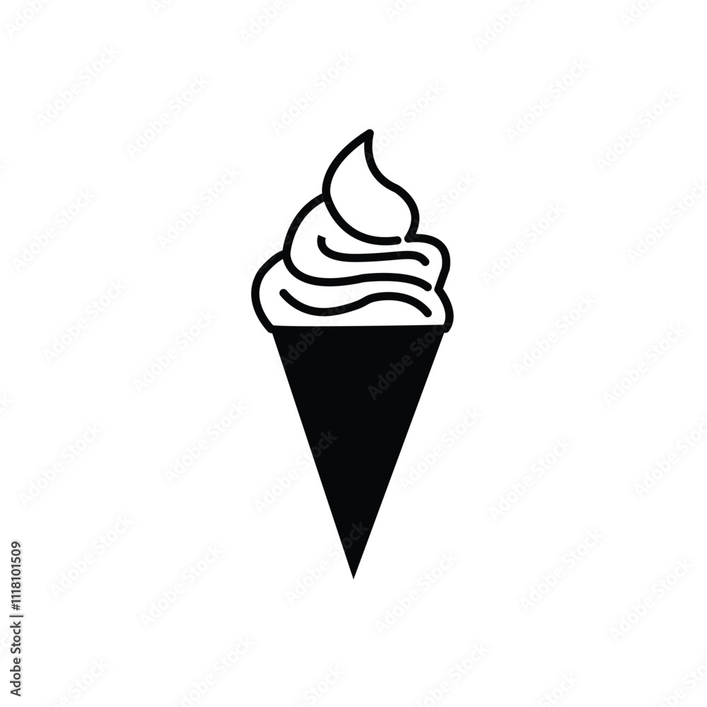 Ice Cream black and white thin line vector icon. Ice Cream black and white thin line vector icon.