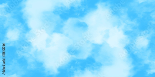 Blue sky with white clouds background, Romantic sky, nature background of romantic summer blue sky with fluffy clouds, Beautiful puffy clouds in bright blue sky in day sunlight.