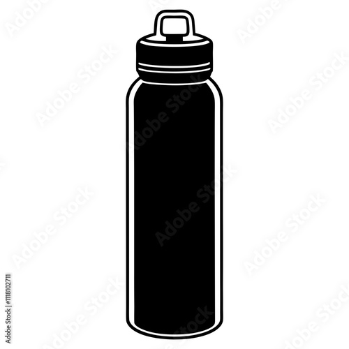 Smart Water Bottle vector silhouette black design white background