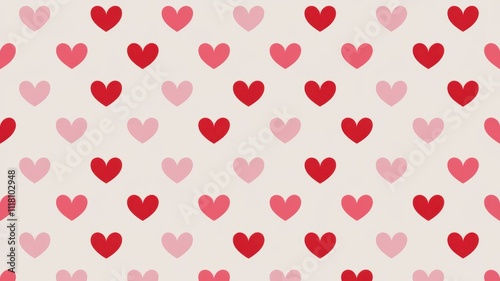 Seamless pattern of red and pink hearts creating a romantic background