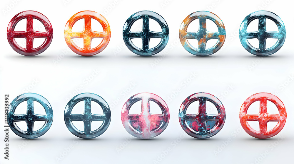 Glossy Peace Symbols Set concept as Set of glossy peace symbols representing different religions designed for World Religion Day infographics isolated on white background for emphasis on harmony and p Glossy Peace Symbols Set concept as Set of glossy peace symbols representing different religions designed for World Religion Day infographics isolated on white background for emphasis on harmony and p