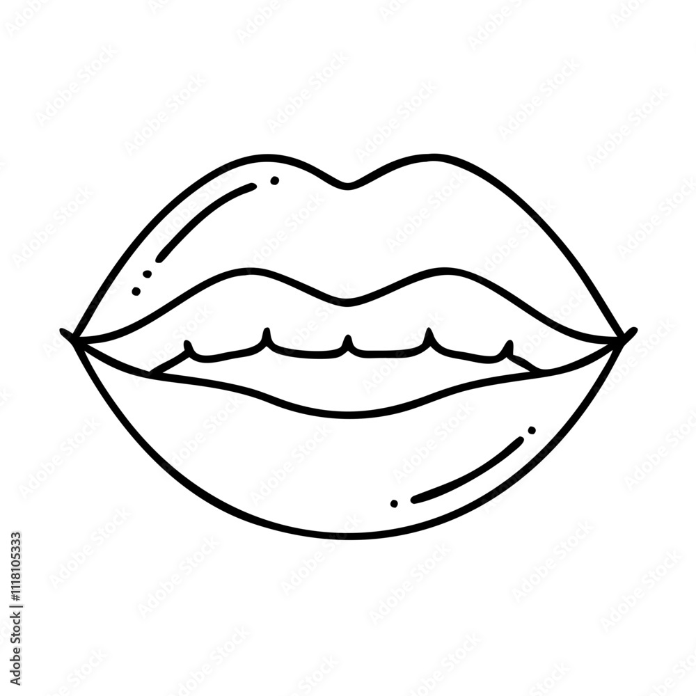pink lips icon, valentines day illustration, valentine icon - simple black line art of pink lips, symbolizing valentines day celebrations. valentine vector. pink lips icon, valentines day illustration, valentine icon - simple black line art of pink lips, symbolizing valentines day celebrations. valentine vector.