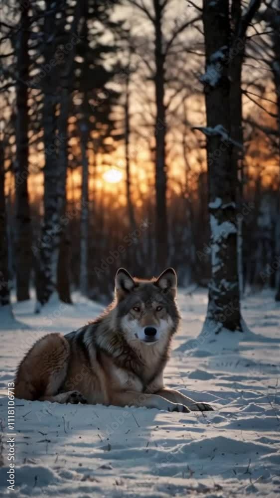 Wolf in the forest in winter Wolf in the forest in winter
