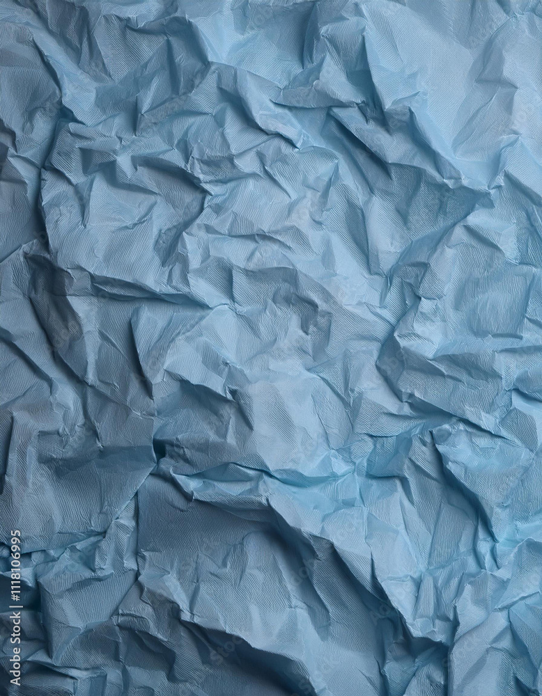 Obraz premium Crumpled Light Blue Paper Texture Background Design Element