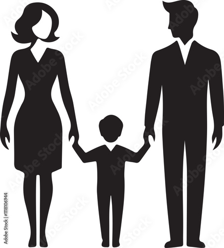 Charming vector of a happy family enjoying a stroll together.