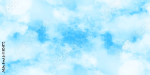 Blue sky with white clouds background, Romantic sky, nature background of romantic summer blue sky with fluffy clouds, Beautiful puffy clouds in bright blue sky in day sunlight.