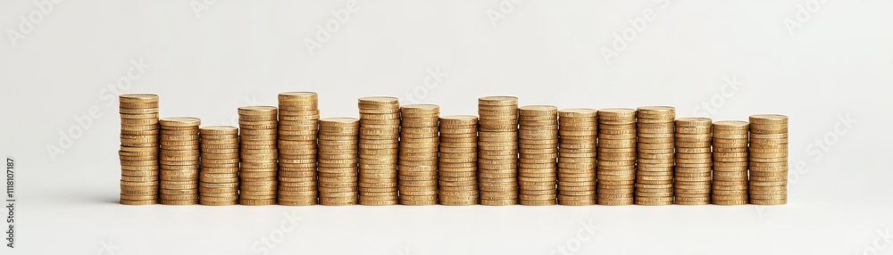 Gold Coin Stacks Skyline Financial Success Wealth Currency Money Business Growth Investment Gold Coin Stacks Skyline Financial Success Wealth Currency Money Business Growth Investment