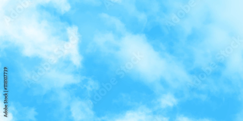 Blue sky with white clouds background, Romantic sky, nature background of romantic summer blue sky with fluffy clouds, Beautiful puffy clouds in bright blue sky in day sunlight.