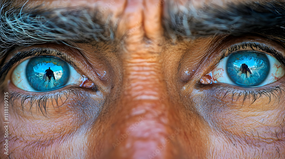Macro portrait of Reyes Magos eyes with copy space concept as Intimate macro portrait capturing the facial expressions of Reyes Magos conveying wisdom and kindness ideal for magazine advertisements or Macro portrait of Reyes Magos eyes with copy space concept as Intimate macro portrait capturing the facial expressions of Reyes Magos conveying wisdom and kindness ideal for magazine advertisements or