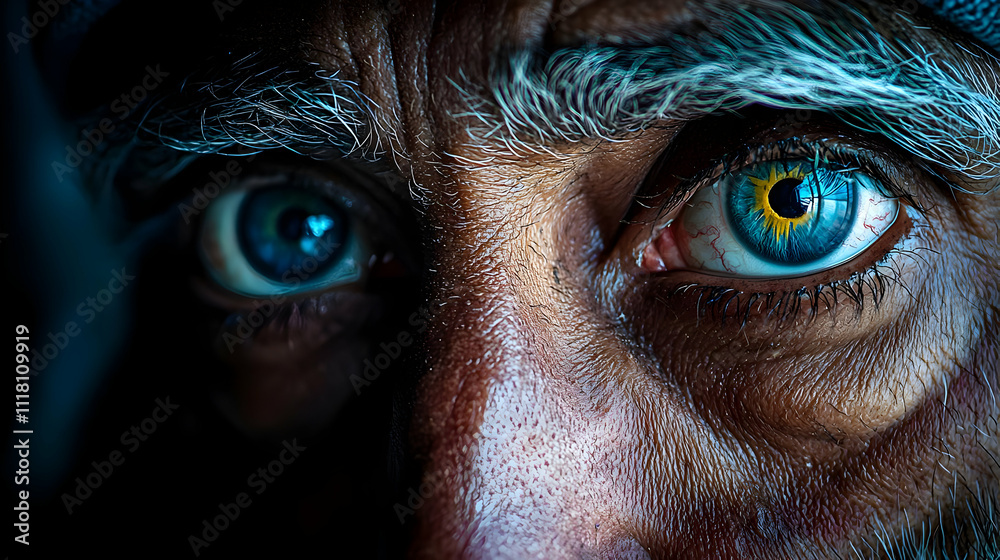 Macro portrait of Reyes Magos eyes with copy space concept as Intimate macro portrait capturing the facial expressions of Reyes Magos conveying wisdom and kindness ideal for magazine advertisements or Macro portrait of Reyes Magos eyes with copy space concept as Intimate macro portrait capturing the facial expressions of Reyes Magos conveying wisdom and kindness ideal for magazine advertisements or